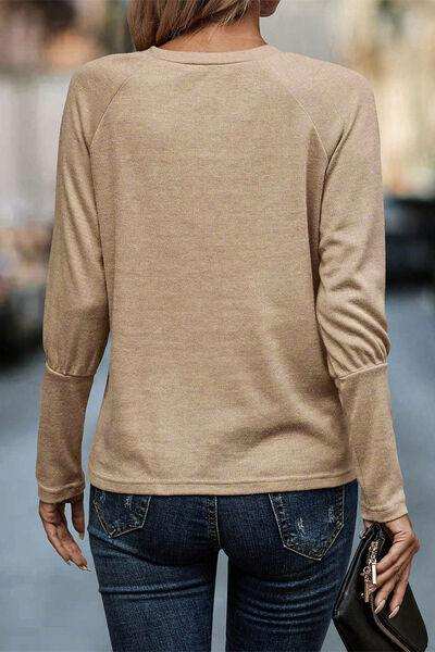 Round Neck Long Sleeve T-Shirt - Trendsi - Flyclothing LLC