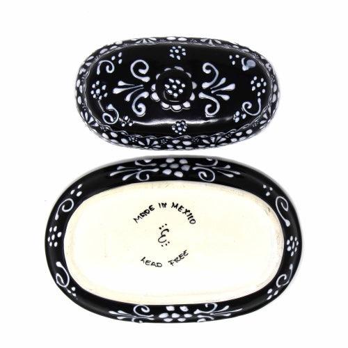 Encantada Handmade Pottery Butter Dish, Black & White - Flyclothing LLC