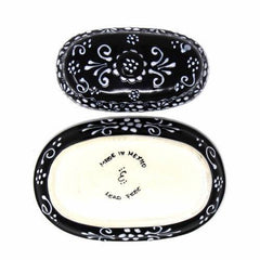 Encantada Handmade Pottery Butter Dish, Black & White - Encantada