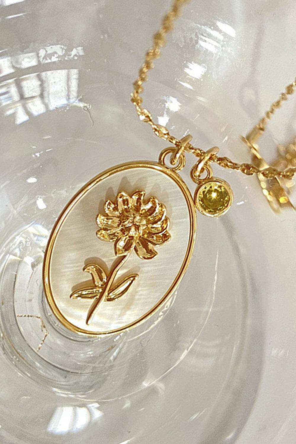 Flower Shell Pendant Copper Necklace - Trendsi - Flyclothing LLC