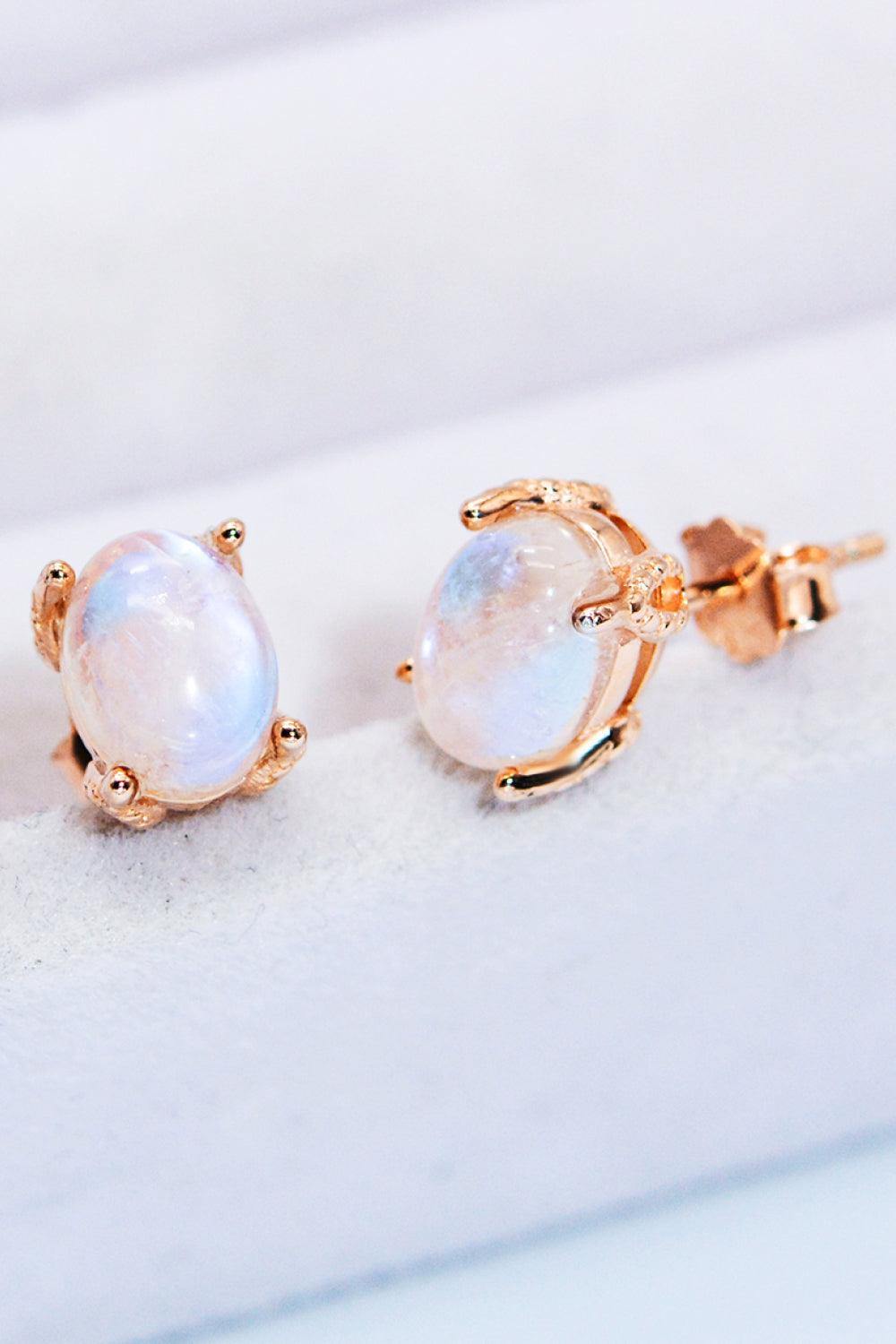 Natural Moonstone 4-Prong Stud Earrings - Trendsi