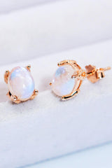 Natural Moonstone 4-Prong Stud Earrings - Trendsi