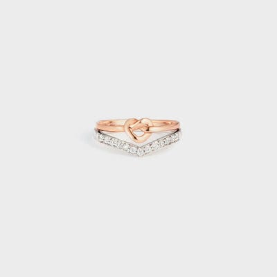 Knotted Heart Shape Inlaid Zircon Ring - Trendsi