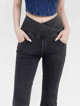 Wide Waistband Bootcut Jeans with Pockets - Trendsi - Flyclothing LLC