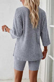 Ribbed Round Neck Top and Shorts Set - Trendsi - Flyclothing LLC