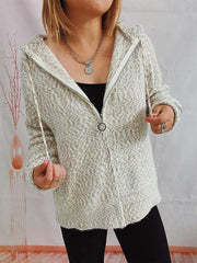 Zip Up Drawstring Long Sleeve Hooded Sweater - Flyclothing LLC