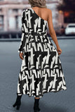 Printed One-Shoulder Tie Waist Dress - Trendsi - Flyclothing LLC