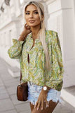 Printed Frill Flounce Sleeve Shirt - Trendsi - Flyclothing LLC