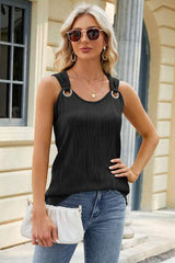 Round Neck Wide Strap Tank - Trendsi - Flyclothing LLC