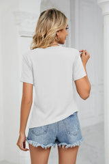 Ruched Hem Detail Crewneck Tee - Trendsi - Flyclothing LLC