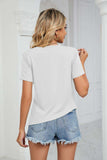 Ruched Hem Detail Crewneck Tee - Trendsi - Flyclothing LLC