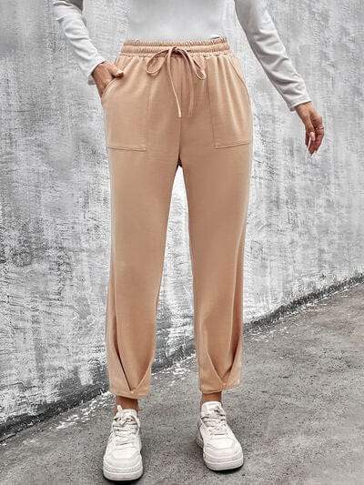 Drawstring Straight Pants with Pockets - Trendsi - Flyclothing LLC