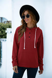 Quarter Snap Drawstring Hoodie with Kangaroo Pocket - Trendsi