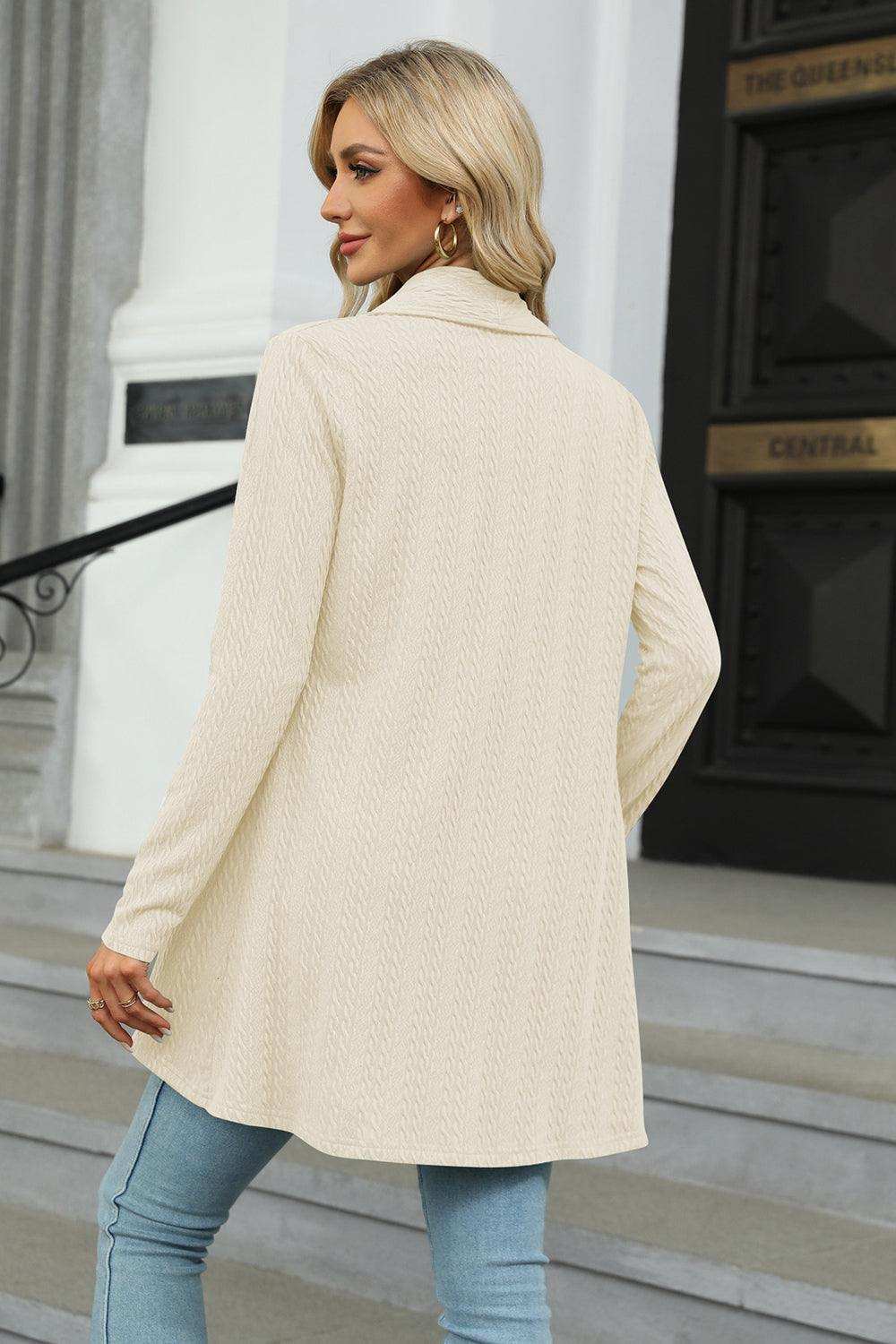Open Front Long Sleeve Cardigan - Trendsi - Flyclothing LLC