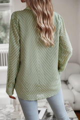 Collared Neck Long Sleeve Pocketed Shirt - Trendsi