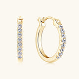 925 Sterling Silver Moissanite Huggie Earrings - Trendsi - Flyclothing LLC