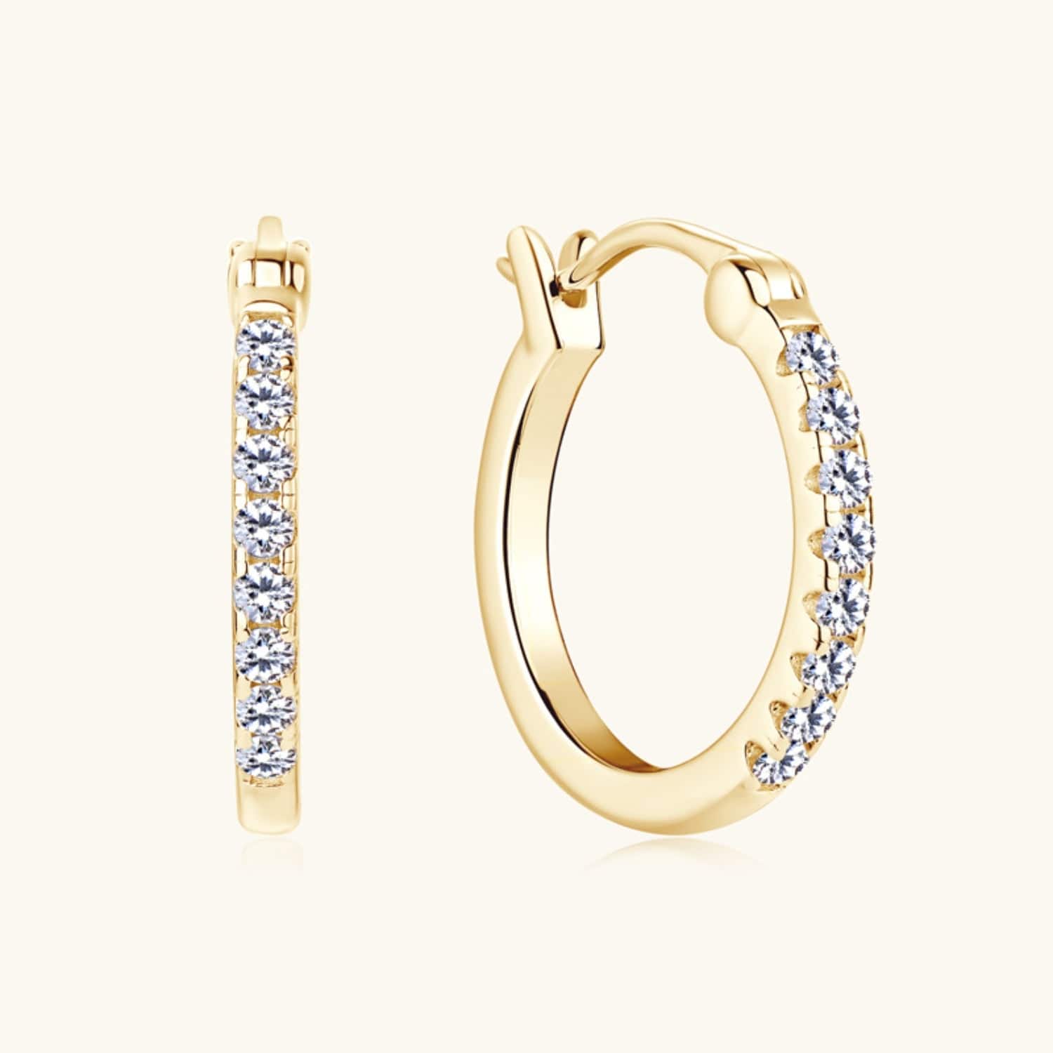 925 Sterling Silver Moissanite Huggie Earrings - Trendsi - Flyclothing LLC