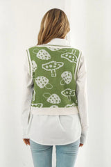 Printed Plunge Neck Sweater Vest - Trendsi - Flyclothing LLC