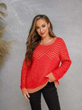 Striped Round Neck Dropped Shoulder Sweater - Trendsi - Flyclothing LLC