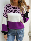 Color Block Round Neck Sweater - Trendsi - Flyclothing LLC