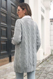 Open Front Cable-Knit Cardigan - Trendsi - Flyclothing LLC