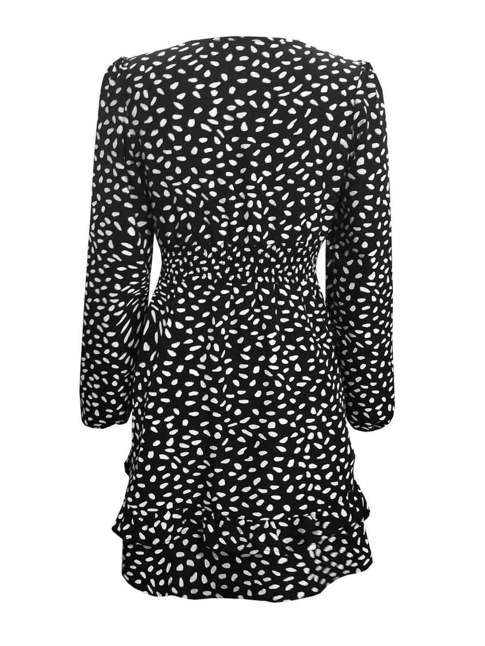 Printed Ruffle Trim Smocked Mini Dress - Trendsi - Flyclothing LLC