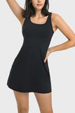 Square Neck Sports Tank Dress with Full Coverage Bottoms - Trendsi - Flyclothing LLC