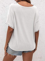 Lace Detail V-Neck T-Shirt - Trendsi - Flyclothing LLC