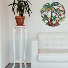 Colorful Palm Trees Hand Painted Metal Wall Art - Croix des Bouquets - Croix des Bouquets