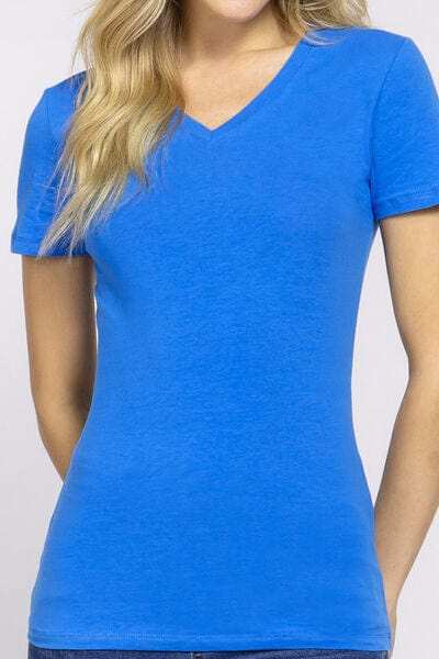 ACTIVE BASIC V-Neck Short Sleeve T-Shirt - Trendsi - Flyclothing LLC