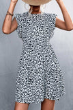 Leopard Round Neck Mini Dress - Trendsi - Flyclothing LLC