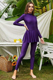 Mock Neck Long Sleeve One-Piece Swimwear - Trendsi - Flyclothing LLC