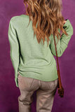 Buttoned Notched Neck Long Sleeve Top - Trendsi - Flyclothing LLC