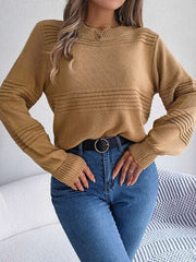 Round Neck Long Sleeve Sweater - Trendsi