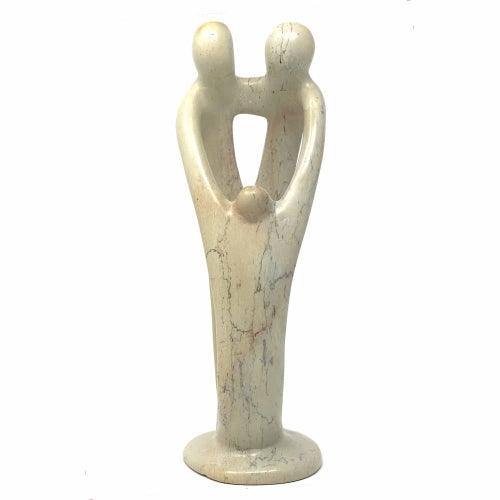Natural 8-inch Tall Soapstone Family Sculpture - 2 Parents 1 Child - Smolart - Smolart