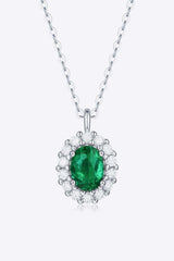 1.5 Carat Lab-Grown Emerald 925 Sterling Silver Necklace - Trendsi - Flyclothing LLC