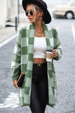 Plaid Dropped Shoulder Cardigan with Pocket - Trendsi - Flyclothing LLC