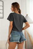Decorative Button V-Neck Tied Blouse - Trendsi - Flyclothing LLC
