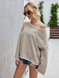 Boat Neck Dropped Shoulder Sweater - Trendsi - Flyclothing LLC