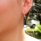 Long Rectangle Glass Dangle Earrings, Black Tie - Tili Glass - Calypso Glass - Flyclothing LLC
