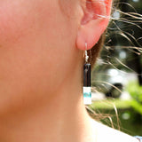 Long Rectangle Glass Dangle Earrings, Black Tie - Tili Glass - Calypso Glass