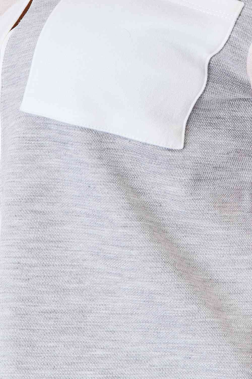 Double Take Color Block Curved Hem Shirt - Trendsi - Flyclothing LLC