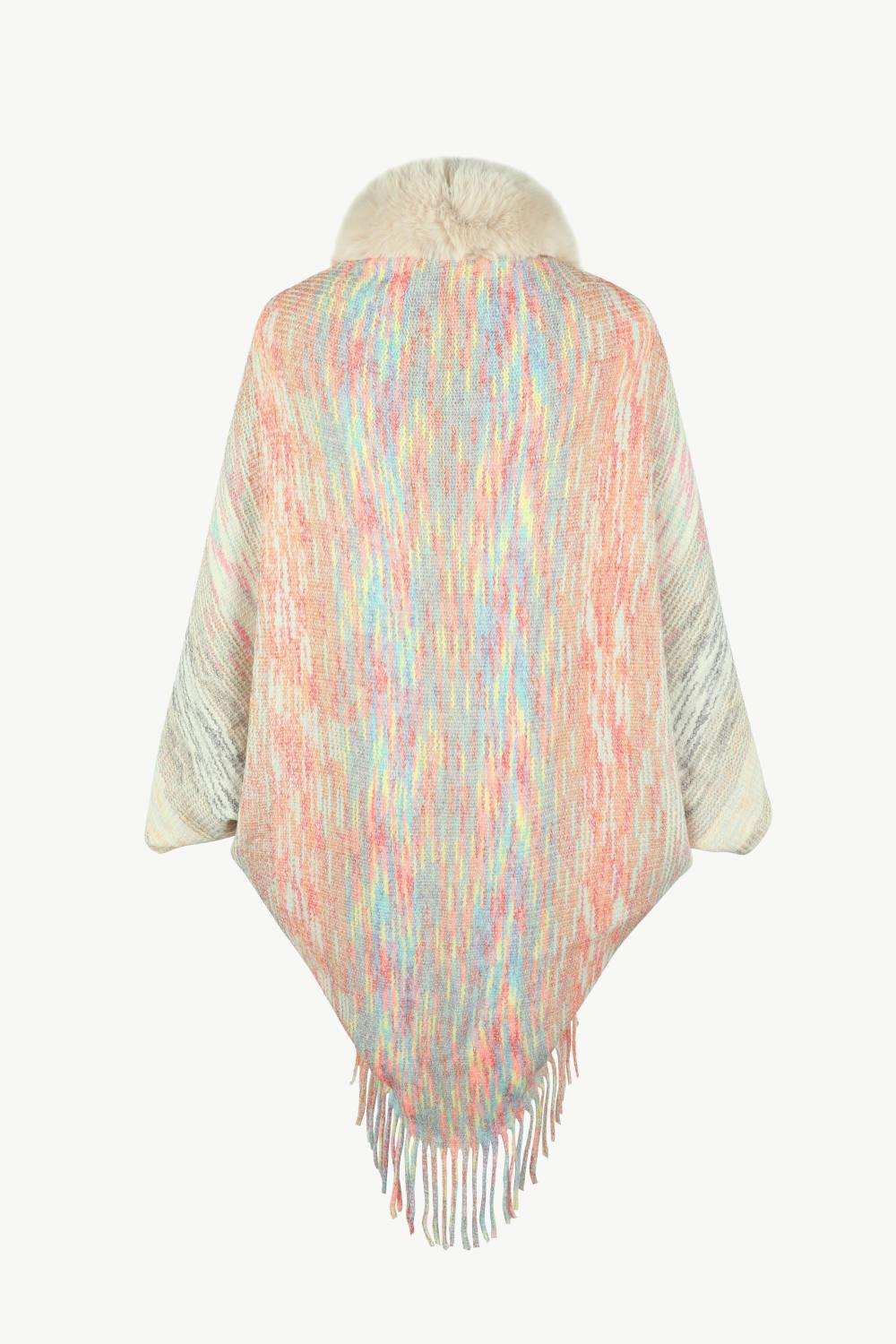 Open Front Fringe Hem Poncho - Trendsi - Flyclothing LLC