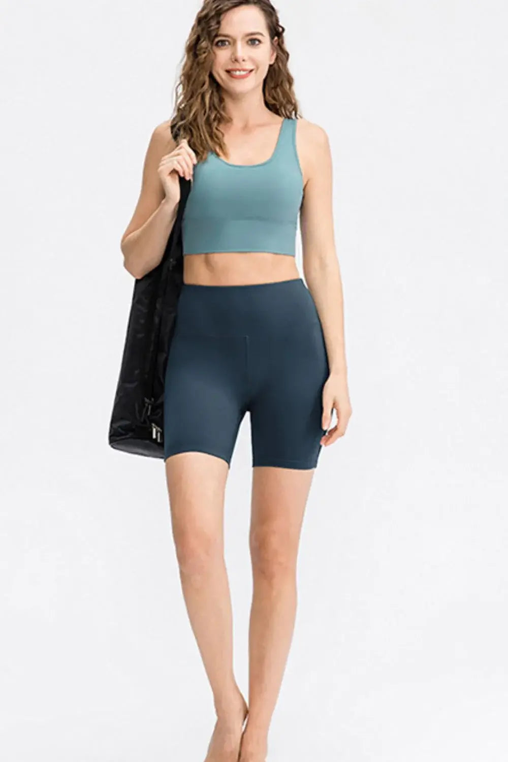 Wide Waistband Sports Shorts - Trendsi - Flyclothing LLC