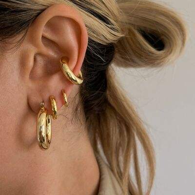 Stainless Steel Letter C Shape Clip On Earrings - Trendsi - Flyclothing LLC