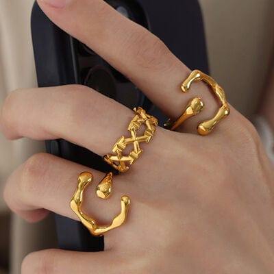 18K Gold-Plated Irregular Open Ring - Trendsi