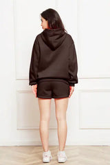 Drop Shoulder Long Sleeve Hoodie and Shorts Set - Trendsi - Flyclothing LLC