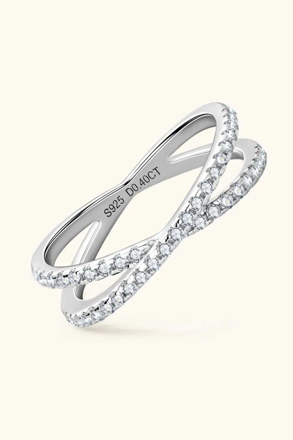 Moissanite 925 Sterling Silver Crisscross Ring - Trendsi - Flyclothing LLC