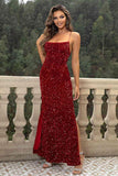 Sequin Backless Split Maxi Dress - Trendsi