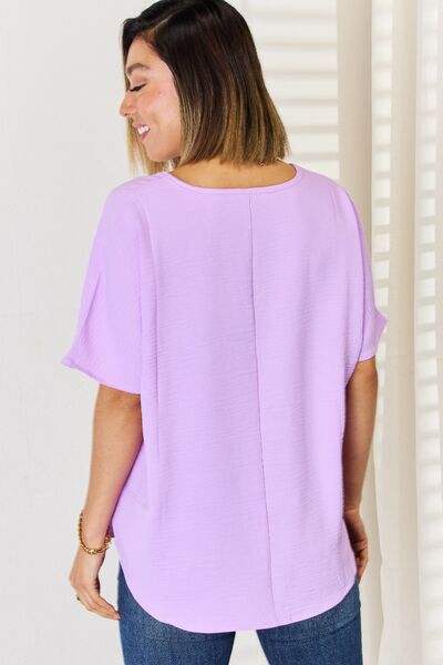 Zenana Texture Short Sleeve T-Shirt - Trendsi - Flyclothing LLC